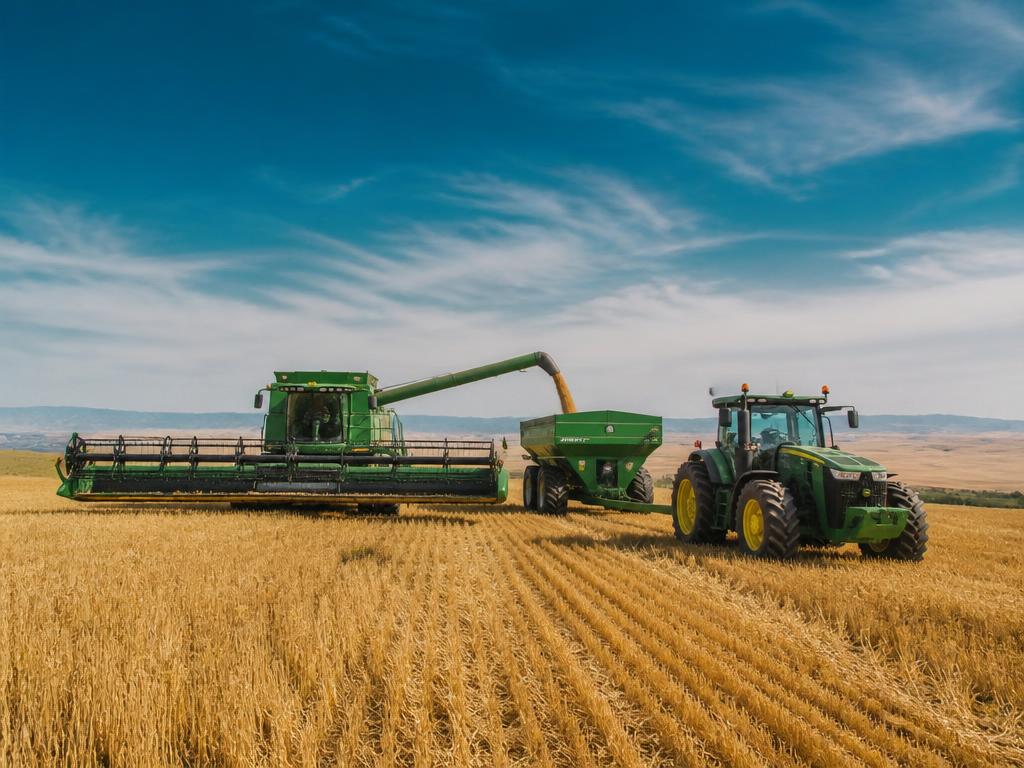 Agricultural machinery in a field